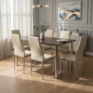 D_923645-MLA93314509173_092025-O.jpg Juego Cocina Comedor Mesa 1.40 + 6 Sillas Cromada Capri Co4