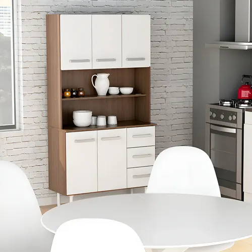 Mueble De Cocina Multiuso Aparador Mosconi Mezzo/blanco Color Carvalho Mezzo/blanco