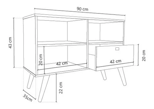 Rack Mesa Para Tv Led 32 Escandinava Dl 880- 90 X 65 X 35