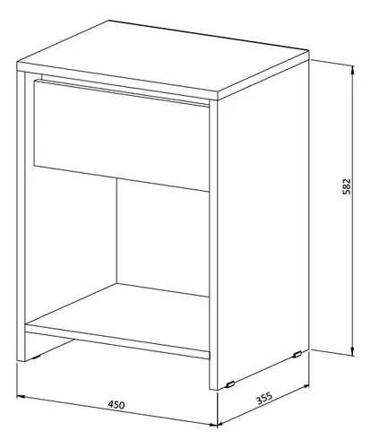Mesa De Luz Moderna Mesita De Noche Línea Niza Gris Y Roble Kendal 1 Cajón Frente Símil Madera Estante Inferior Melamina... Mate Gris / Roble Kendal