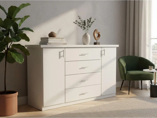 Comoda Chiffoniers Melamina 1.40 Mts. 2 Puertas 4 Cajones