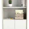 Estanteria Biblioteca Grande Con Puertas Melamina 3036 Color Nevado/everest