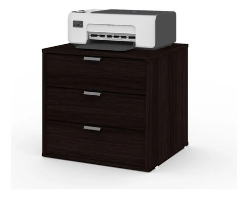 Cajonera 3 Cajones Organizador Dormitorio Living Oficina Con Tiradores Aluminio Correderas Metálicas Melamina Wengue 50 Cm Guardado Ca3cl Dielfe