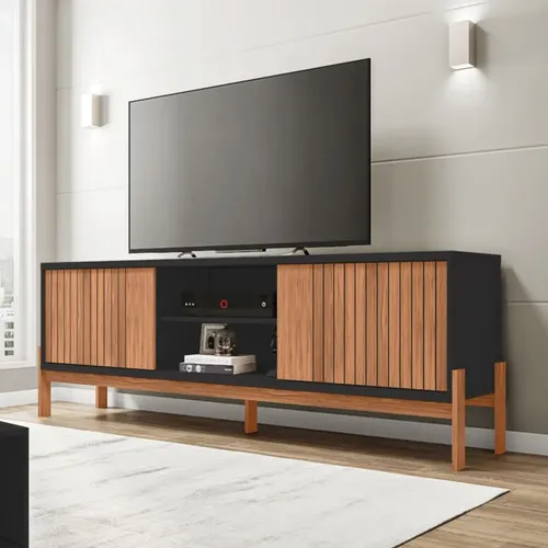 Soporte Para Tv Tannen Con 2 Puertas De Hasta 72 Pulgadas Beanijó/black, Color Negro