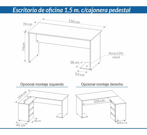 D_932594-MLA85732237074_062025-O.jpg Escritorio Para Oficina Con Cajonera 1.50 X 0.70 3912- 7303