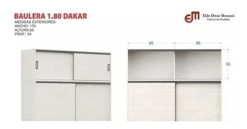 D_933448-MLA51952166401_102022-O.webp Placard 1,80 Mts. 2 Puertas Corredizas Con Baulera. Dakar