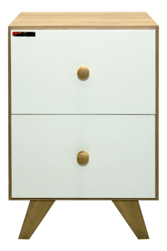 Mesa De Luz Escandinava Muebles Gacela Melamina 2 Cajones Blanco/roble Laqueado Blanco/roble Miel