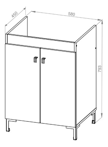 Vanitory Para Baño Vdf060 Oslo Con Bacha 2 Puertas Blanco Dielfe
