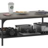 D_935512-MLU76338559965_052024-O.jpg Mesa Ratona Industrial Soho 2 Niveles Con Estante Inferior Chapa Perforada Living Canyon Negro Mesa Centro Baja Moderna Estilo Loft Caño Metal Melamina Fácil Armado Mrs100 Dielfe