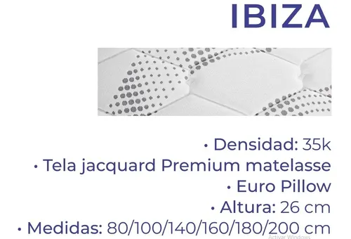 Solo Colchon Ibiza 140 X 190 X 26. Espuma- Alta Densidad