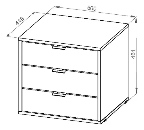 Cajonera 3 Cajones Organizador Dormitorio Living Oficina Con Tiradores Aluminio Correderas Metálicas Melamina Wengue 50 Cm Guardado Ca3cl Dielfe