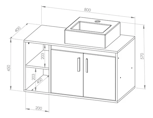 Vanitory Colgante Para Baño Zen Con Mesada- 80 Cm- Dze 03-