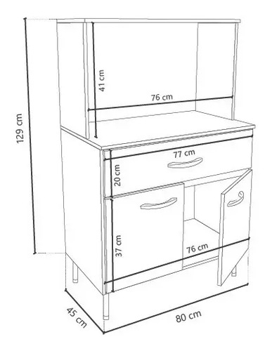 D_942910-MLA45241337481_032021-O.jpg Mueble Bajo Para Microondas 2 Puertas 1 Cajon Dl 630 Blanco
