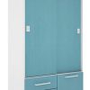 Placard Delos Melamina 2 Puertas Corredizas 2 Cajones Azul Acero