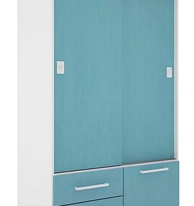D_944542-MLA79735343491_102024-O.jpg Placard Delos Melamina 2 Puertas Corredizas 2 Cajones Azul Acero