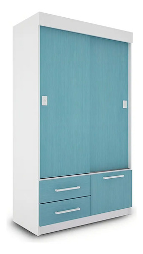Placard Delos Melamina 2 Puertas Corredizas 2 Cajones Azul Acero