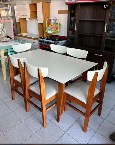 D_944815-MLA79325396005_092024-O.webp Mesa Cocina Comedor 150 X 80 + 4 Sillas Curvas Mediterraneo