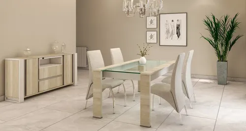 Mesa Cocina 180 X 90. Awen- Patas Melamina Tapa De Vidrio