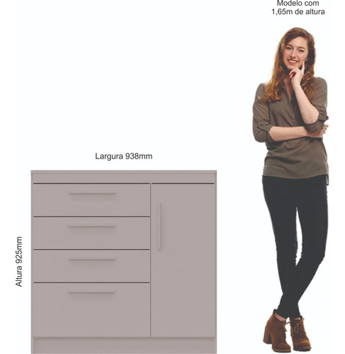 Comoda Chiffonier Cajonera- 4 Cajones 1 Puerta. Lille 1130