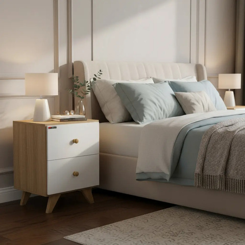 Mesa De Luz 2 Cajones Con Patas 60 X 40 X 38- Cod. 732021
