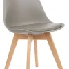 Juego De 4 Sillas De Comedor Tapizadas Con Diseño De Madera Tulipa De Eames, Asiento Gris Tulipán Beige