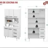 D_952818-MLA53301170643_012023-O.webp Aparador Kit De Cocina 90 Cm. 5 Puertas, 3 Caj. Cod. 10225