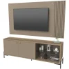 Rack Varillado 2 Ptas Y 1 Estante De Vidrio Con Panel Dro 07