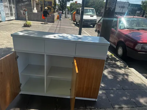 Bahiut Vajillero 3 Puertas, 3 Cajones 1.20 Mt Blanco Paraiso
