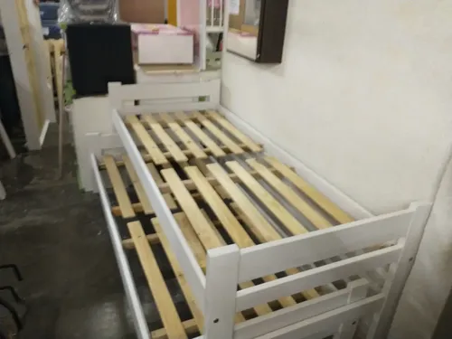Cama Nido Doble Sin Carro Cama- Pino Lustrado- Blanco