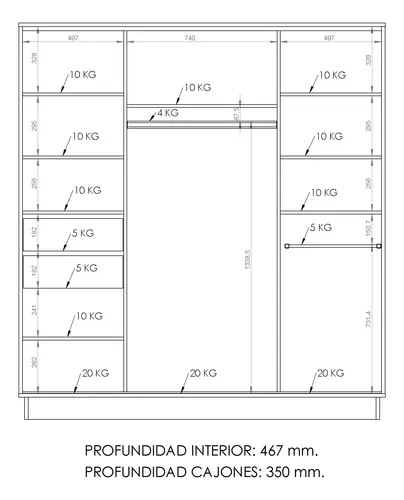 D_956451-MLA89293430300_082025-O.webp Ropero Placard Organizador- 2 Ptas Corred. 2 Caj. Int Pe-180