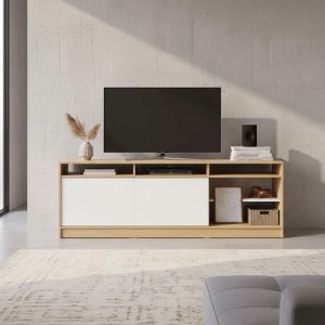 D_962220-MLA99979986151_112025-O.jpg Rack Tv Led Nórdico Ricchezze Mesina 180cm Melamina Hickory Blanco Nebraska Pino