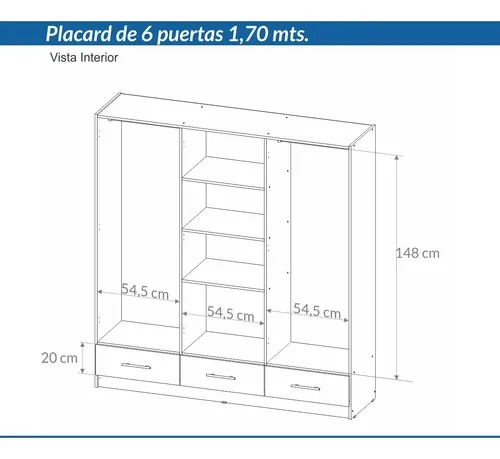 D_963468-MLA85728791038_062025-O.webp Placard Ropero 6 Puertas, 3 Caj. 1.70- 1.80- 0.47 Dpb 170