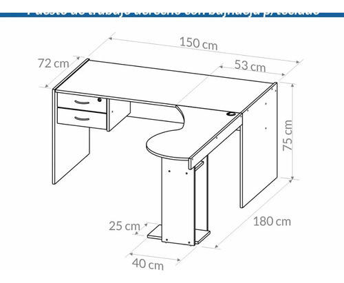Mesa Escritorio En L, Puesto De Trabajo Derecho Cod. 913
