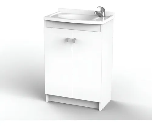 Vanitory Mueble Para Baño Con Bacha 1 Agujero 55 Cm De Pie Color De La Bacha Blanco Color Del Mueble Blanco