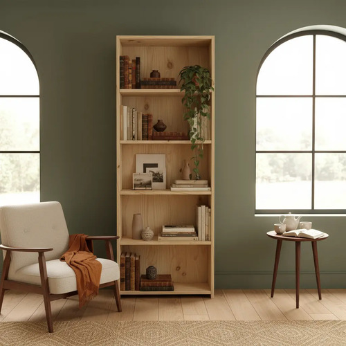 Estanteria Biblioteca Pino Macizo- 5 Estantes- 180 X 60 X 25