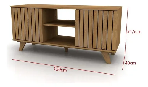 D_968015-MLA93224747906_092025-O.webp Mueble Tv Moderno Escandinavo Rack 2cajones Estantes 120x54 Color Roble Miel