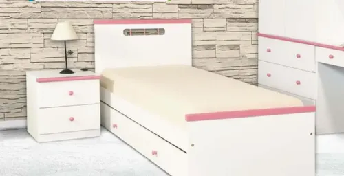 Cama 1 Plaza Lamby Con Carro- Mesa De Luz. Mdf Laqueado 302