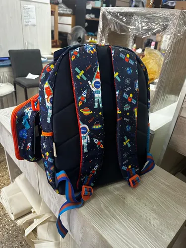 Mochila Escolar, Lunchera Y Monedero. Space. Vest
