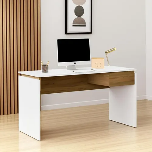 D_978809-MLA99535867446_122025-O.webp Escritorio Moderno Hogar Oficina Minimalista Mesa De Trabajo Computadora Notebook Estudio Funcional Espacios Un Cajon Dielfe Color Blanco Con Roble Kendal Bzec120 Dielfe Blanco / Roble Kendal