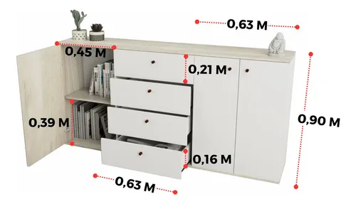Aparador Bahiut Vajillero Nordico Moderno Home 7010 1,75m