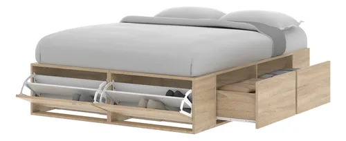 Base Box Para Sommier 140 O 160 X 190- 4 Cajones 2 Zapateros