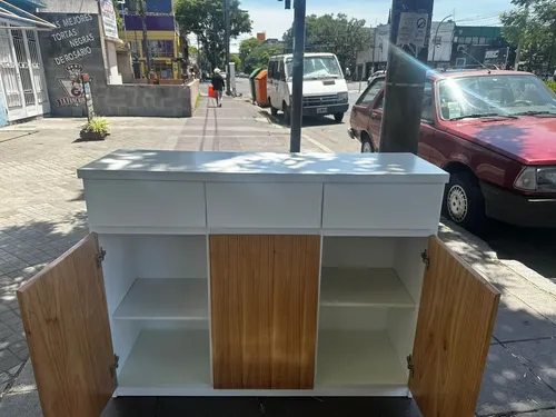 Bahiut Vajillero 3 Puertas, 3 Cajones 1.20 Mt Blanco Paraiso