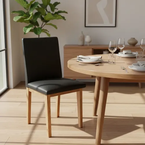 Juego De 6 Sillas Giner. Madera Paraiso Tapizado En Cuerina