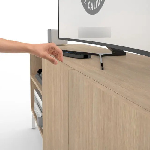 Rack Para Tv Led Melamina Caño- 2 Puertas- Estantes Ros 130