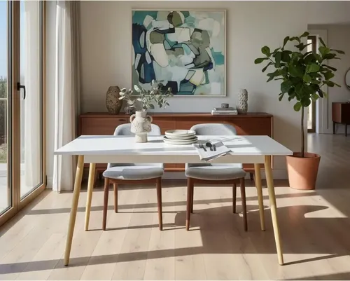 Mesa Cocina Comedor Kaunas. Tapa Melamina Base Made 160 X 82