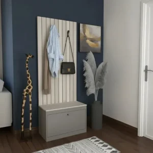 Mueble Recibidor Organizador De Calzado Funcional+++ Color Nevado Con Gris
