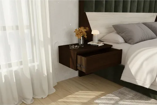 2 Mesas De Luz Flotante- Notte- 1 Cajon- 52 X 35 X 20