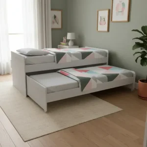 Cama Nido Doble 1 Plaza Corsa Marinera Blanca Con Ruedas Reforzadas Blanco
