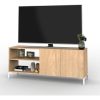 Mueble De Tv Rack Para Tv Led Tele Televisor Hasta 55'' Con 2 Puertas 2 Estantes Melamina 130cm Color Roble Natural Moderno Linea Oslo Ros130 Dielfe