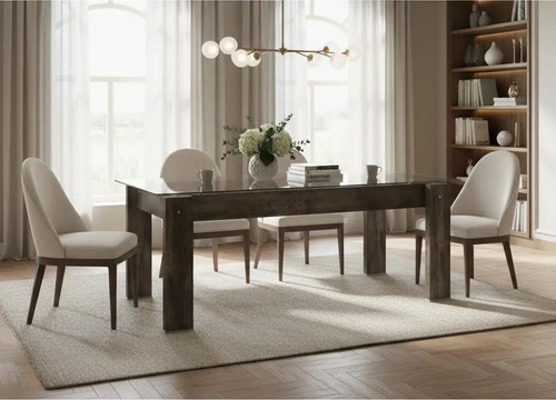 Mesa Fija Rectangular 1.80 X 0.90- Con Tapa De Vidrio- Vitro